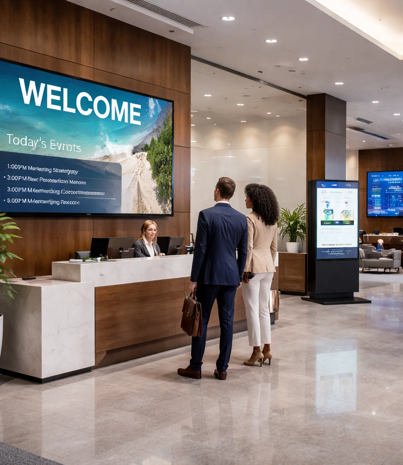 Reception Area Digital Signage And Commercial Displays